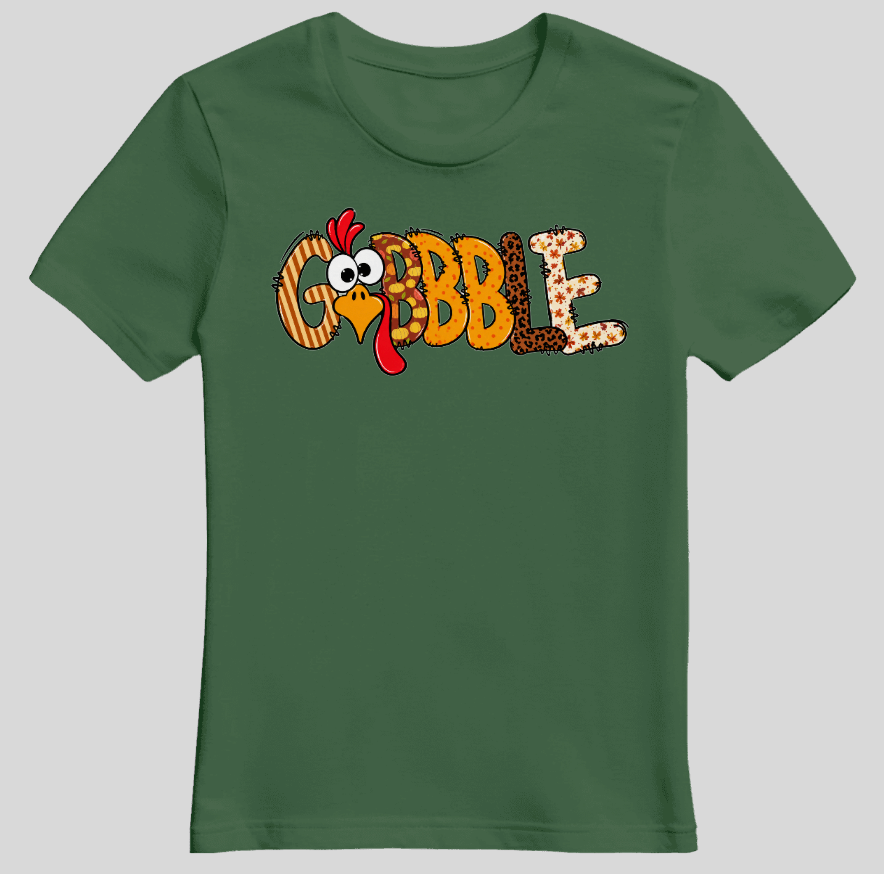 "Gobble" Festive Turkey Graphic Tee
