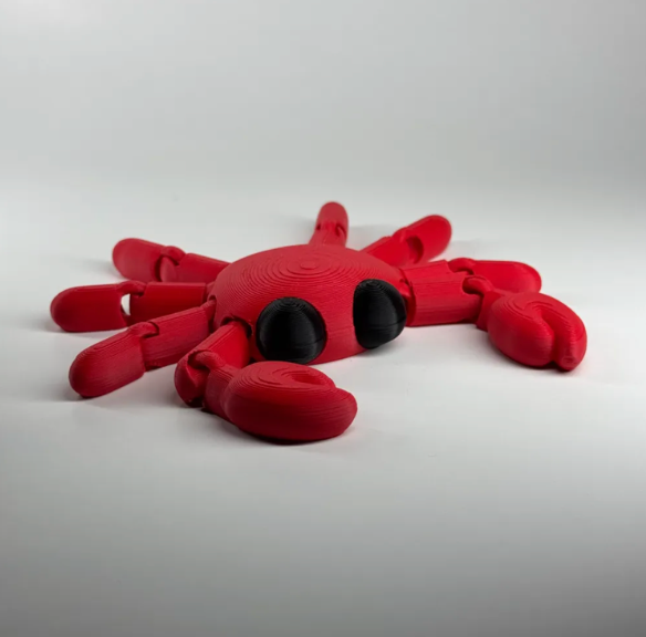 Fully articulated 3D printed flexi crab with movable claws