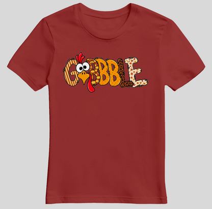 "Gobble" Festive Turkey Graphic Tee