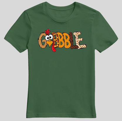 "Gobble" Festive Turkey Graphic Tee