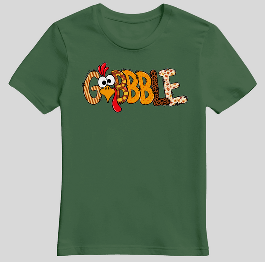 "Gobble" Festive Turkey Graphic Tee image 3